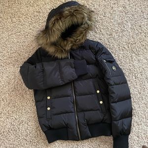 Michael Kors Hooded Down Puffer Coat w/Removable Fur